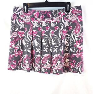 Lady Hagen Size 12 Pleated Skort Gray Pink Off White